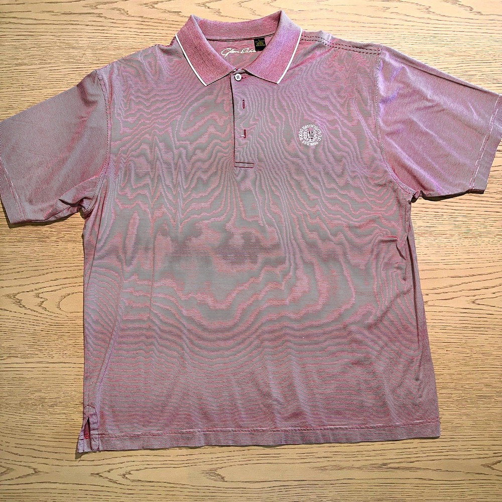 Glen Echo Sodus Bay Heights GC Golf Polo Shirt Men L Red White Mercerized Cotton